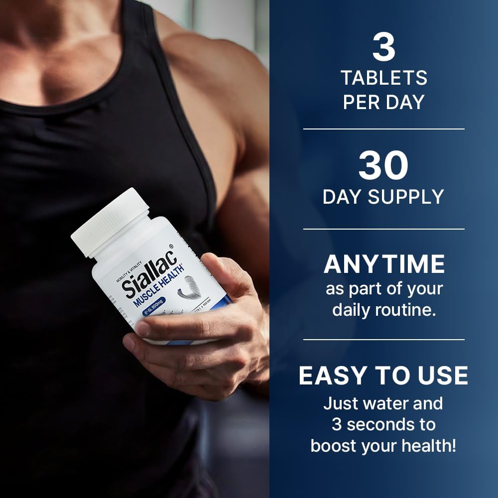 Muscle Health - Made in USA - Enhance Muscle Mass & Strength, Fast Workout Recovery, Reduce Fatigue & Boost Exercise Performance, 6-Sialyllactose (6-SL), 900mg, 90 Tablets