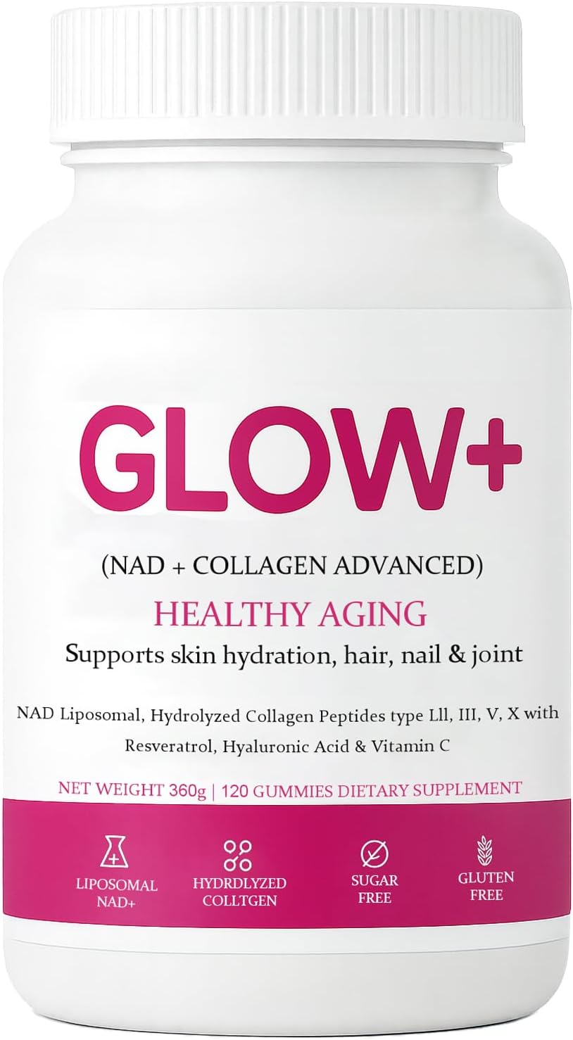 JoviGLOW+ NAD+ & Collagen Gummies, with Hydrolyzed Collagen Peptides, Resveratrol, Hyaluronic Acid & Vitamin C, Anti-Aging, Supports Skin, Hair & Nail Wellness, Daily Vitality Gummies