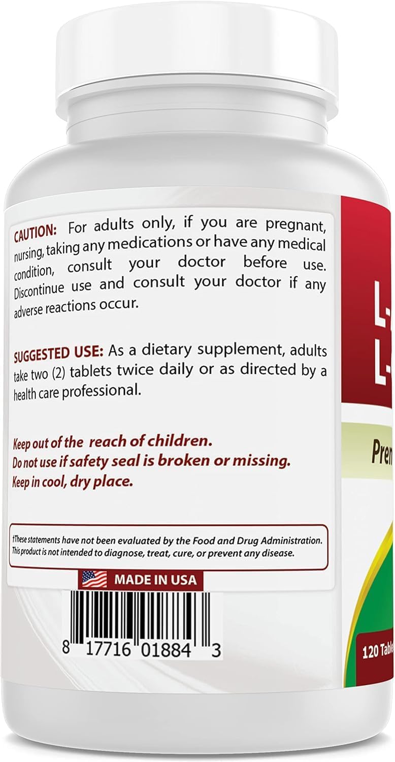 Best Naturals L-Arginine L-Ornithine - 1000mg per Serving - 120 Tablets - Non-GMO & Gluten Free (120 Count (Pack of 3))