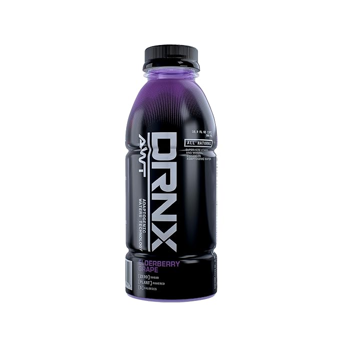 DRNX Water 12 Pack Variety Pack - Zero Sugar - 5 Calories - Super Herbs - Vitamins, Electrolytes, Antioxidants, Keto Friendly, All Natural (Variety Pack) Kiwi Strawberry, Apple Turmeric, Mango Turmeric, Elderberry Grape