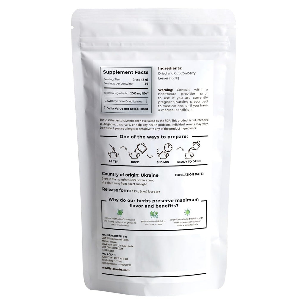 4 oz. Dried Cowberry Lingonberry Leaves Herbal Tea (Folium Vitis Idaea L.) - 113g Cowberry Leaf Herb Tea Hojas De Arándano Rojo (Arándano)