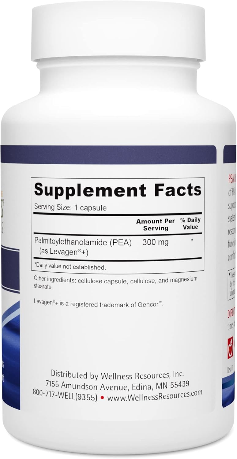 Wellness Resources Pea Ultra with Levagen+ High Absorption Pea Supplement for Minor Pain, Joint Health, Sleep Support, Brain Health & Stress Support - Palmitoylethanolamide 300mg, 60 Capsules