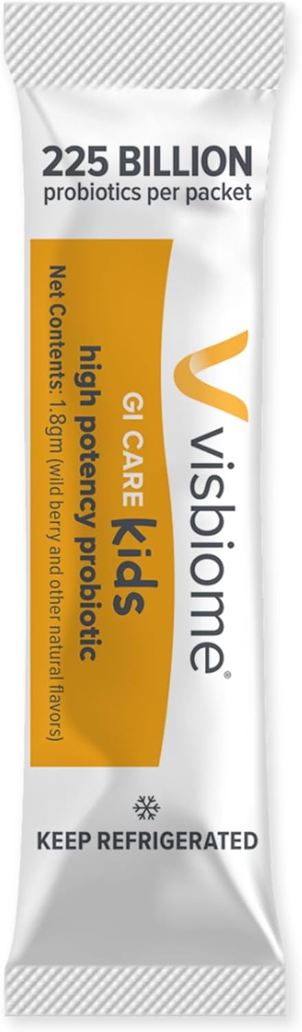 Visbiome® GI Care Kids - High Potency Probiotic for IBS & UC Symptoms - Wild Berry Flavor, No Dyes- 225 Billion CFU Live Probiotics for Children, Cold Chain Shipping, 60 Packets