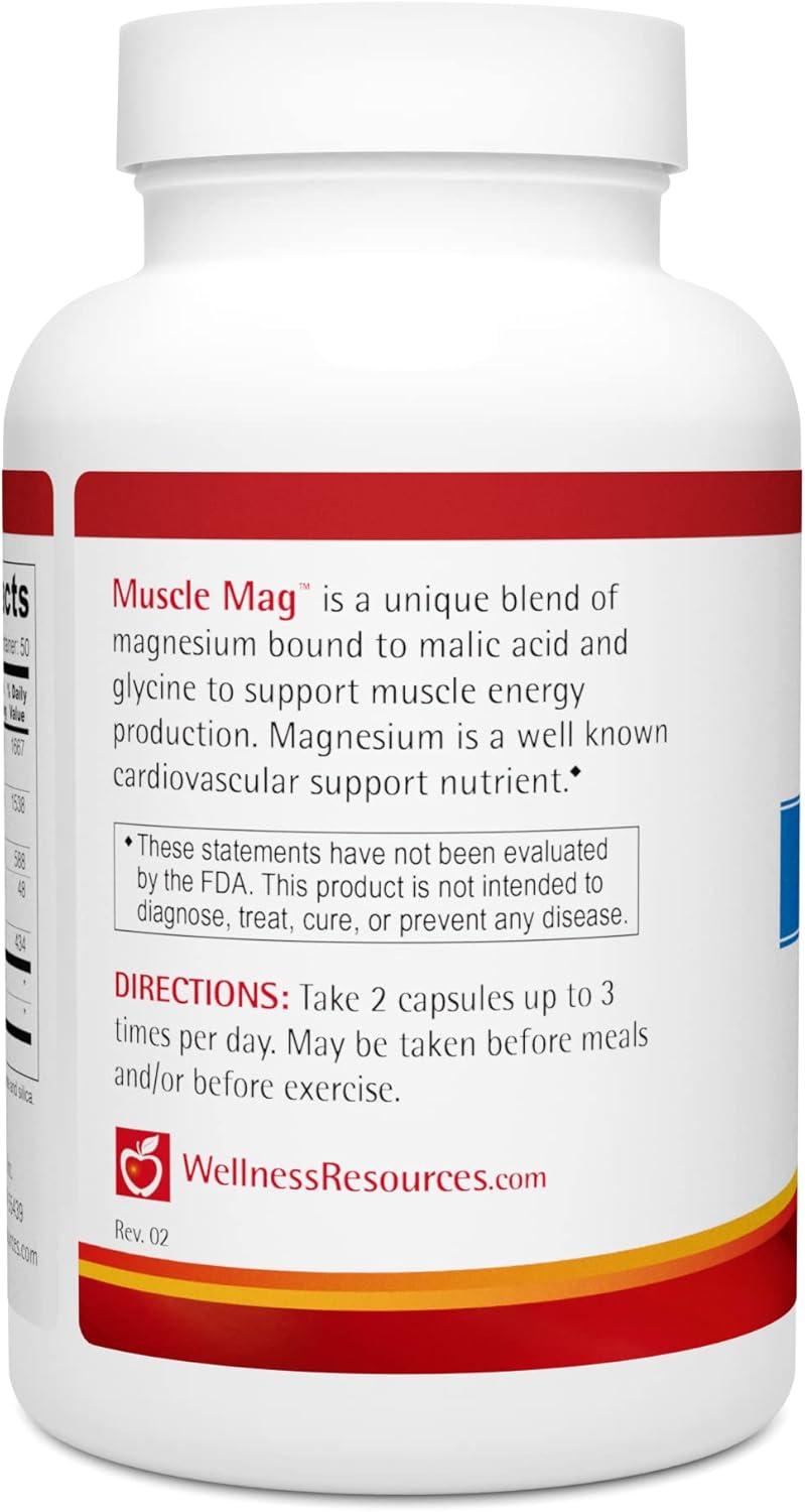Muscle Mag - Highly Absorbable Magnesium Formula for Muscle Heath - with Magnesium Malate & Glycinate (100 Capsules)