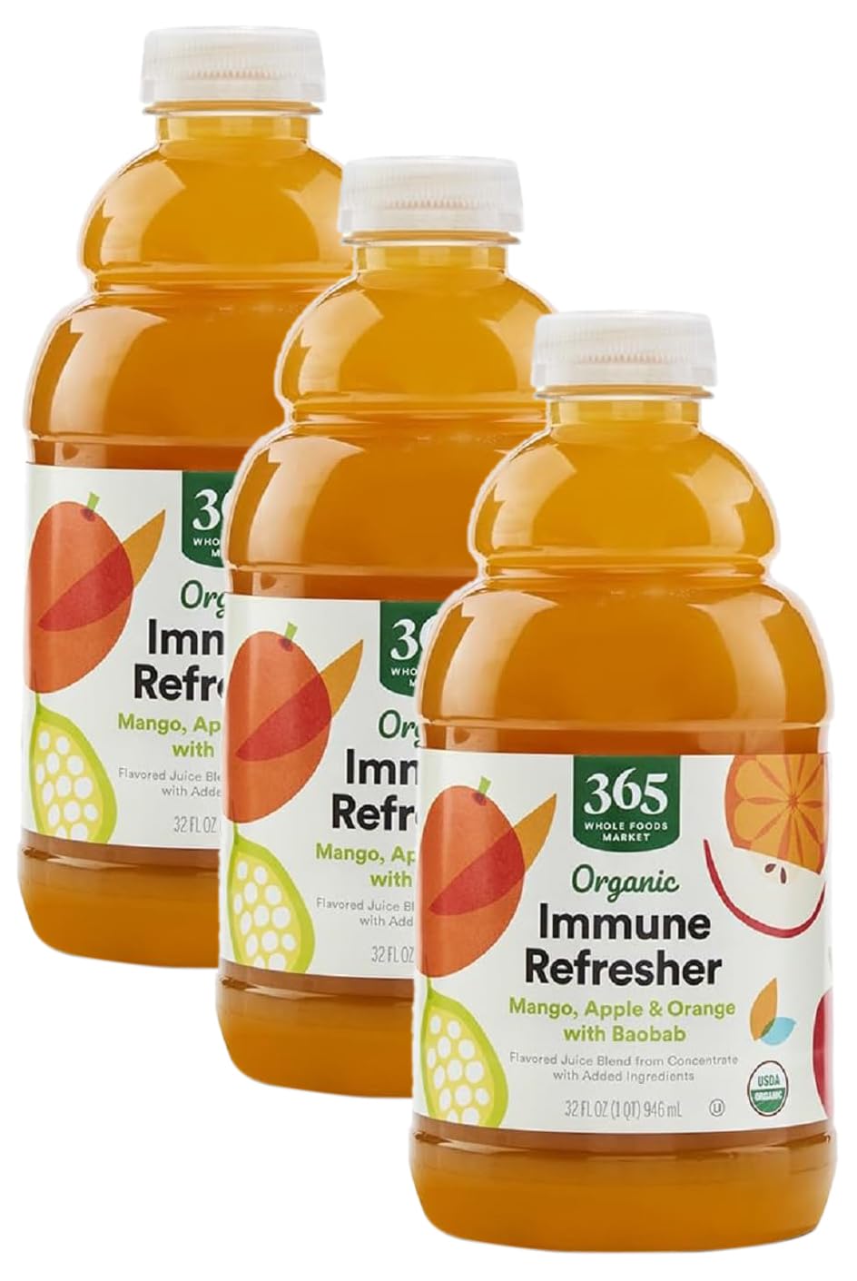 Whole Foods Market, Juice Mango Apple Orange Baobab Organic, 32 Fl Oz (Pack of 3)