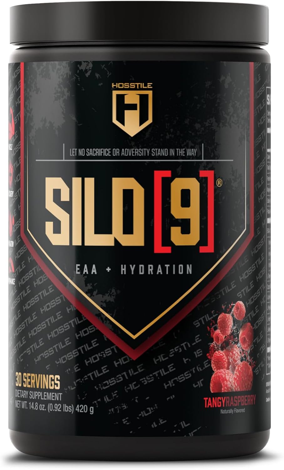 HOSSTILE SILO[9] Essential Amino Acids, EAA & BCAA Powder, Electrolyte Hydration Support, Enhance Muscle Growth & Recovery, Pre or Post Workout Drink, Tangy Raspberry, 30 Servings