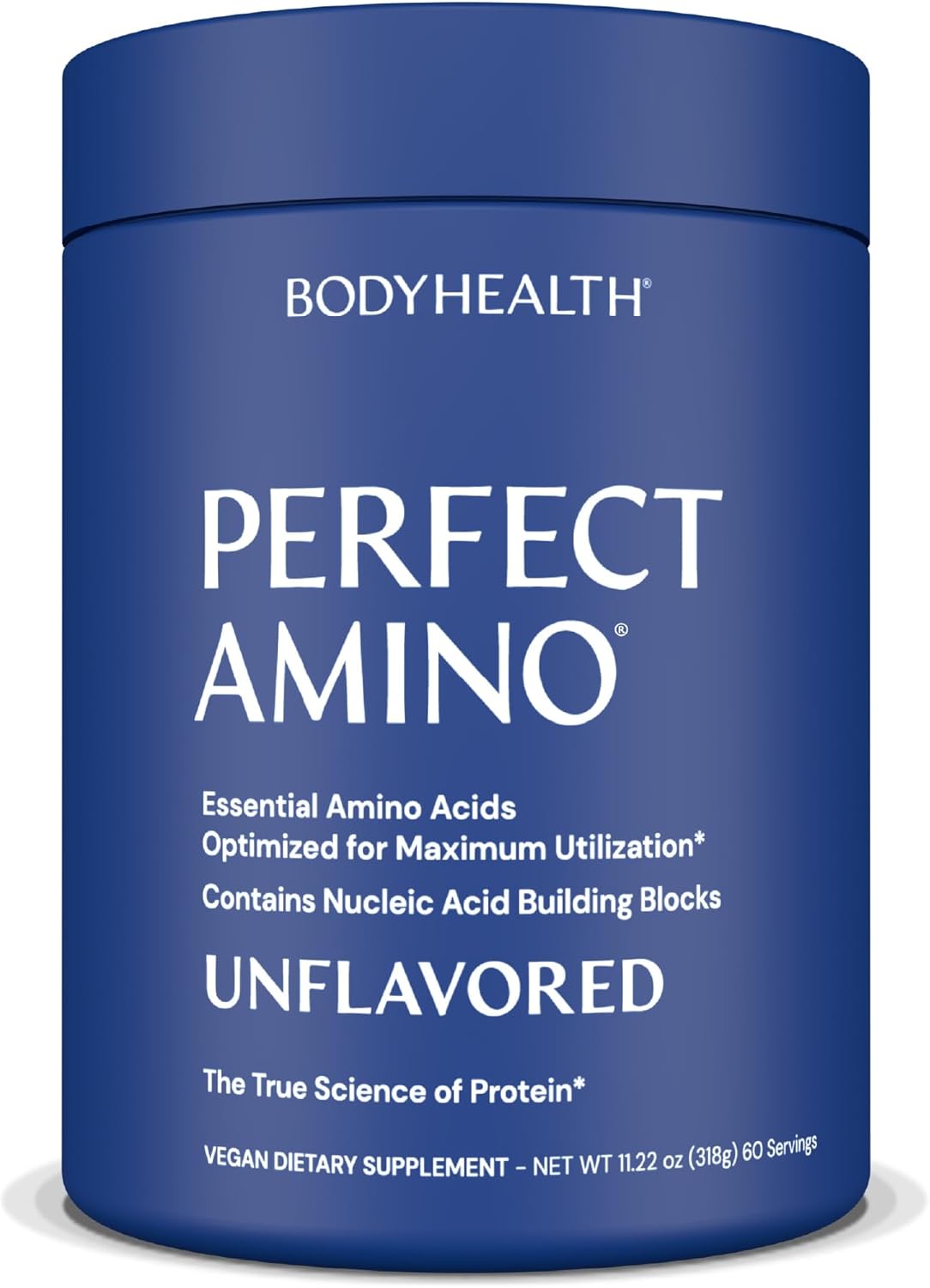 BodyHealth PerfectAmino Powder - BCAA and EAA Powder for Pre and Post Workout - Amino Acid Energy Drink for Men and Women to Support Lean Muscle and Recovery - Unflavored - 60 Servings