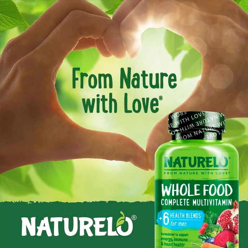NATURELO Mens Multivitamins - Whole Food Multivitamin for Men with Vitamins, Minerals - 120 Vegetarian Capsules for Energy, Brain, Heart, Eye Health*