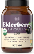 Organic Elderberry Capsules - Organic, Dried, & Pure Elderberry Sambucus Natural Immune Boost Capsules - 570 mg