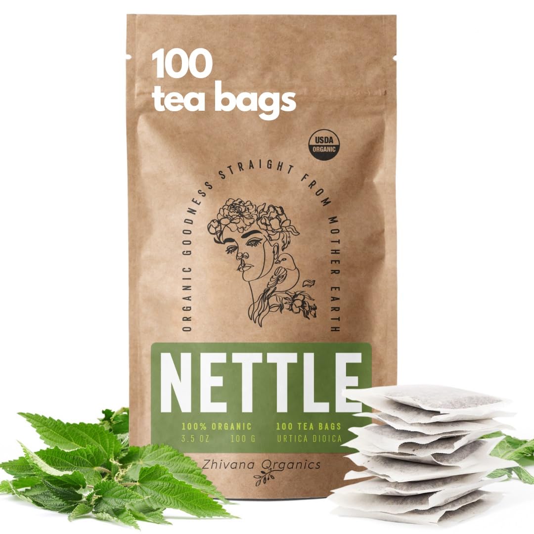 Organic Nettle Tea (100 Tea Bags) - Stinging Nettle Leaf TeaBags (Urtica Dioica) - Te de Ortiga Verde Organica - Support Digestion, Fluid Balance, Kidney, Skin, Hair