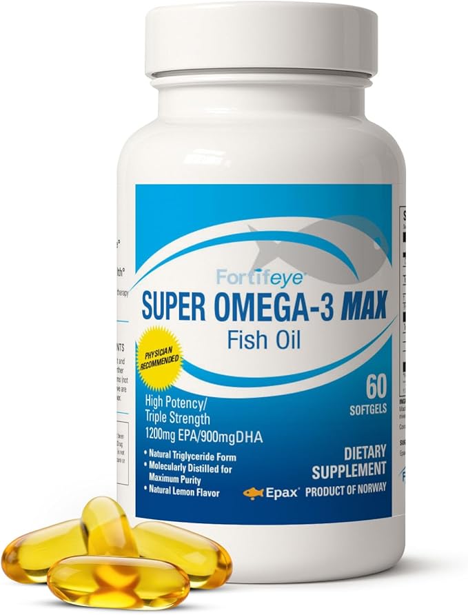 Super Max Omega-3 Fish Oil 2400 mg Made in Norway - High Potency Fish Oil Omega 3 Supplements for Women and Men, Triglyceride Form with EPA and DHA Supplements No Fishy After Taste Lemon Flavor