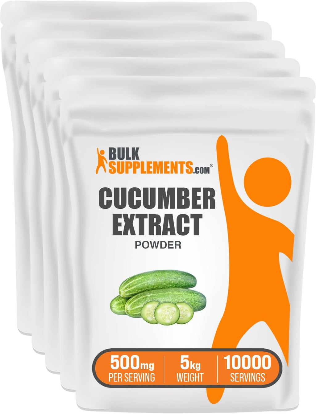 BulkSupplements.com Cucumber Extract Powder - Cucumber Supplement, for Hydration - Vegan & Gluten Free, 500mg per Serving, 1kg (2.2 Pound) (Pack of 5)