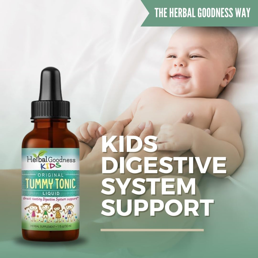 Kids Tummy Support Tonic Liquid Extract, Tasty Digestive System Support Supplement for Kids -1oz - Herbal Goodness