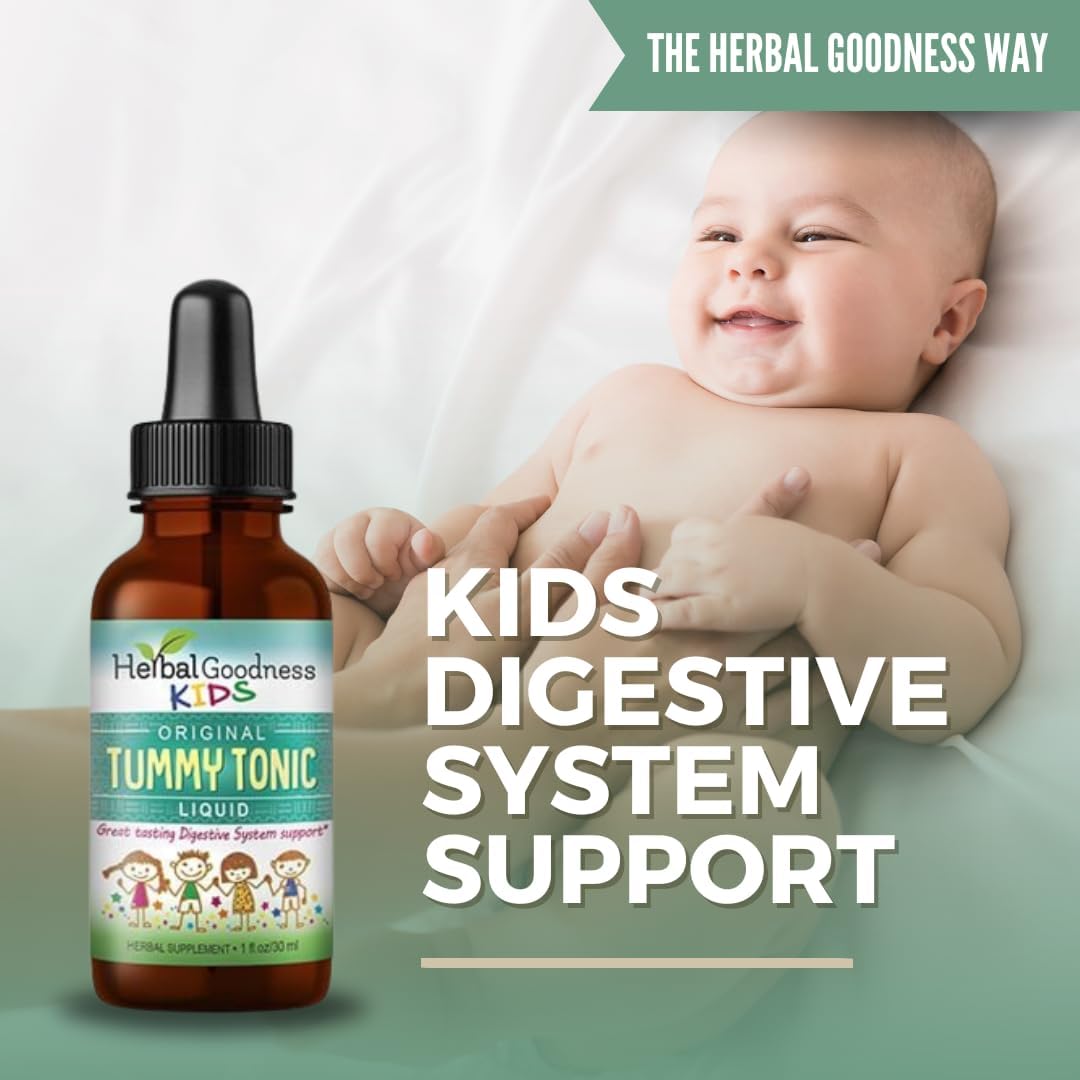 Kids Tummy Support Tonic Liquid Extract, Tasty Digestive System Support Supplement for Kids -1oz - Herbal Goodness