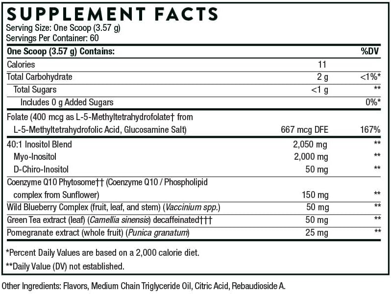 THORNE - Ovarian Care - Women's Health - Inositol, CoQ10, Folate, and Polyphenols - Promote Healthy Ovarian Function and Fertility Health* - Mixed Berry - 7.55 Oz - 60 Servings