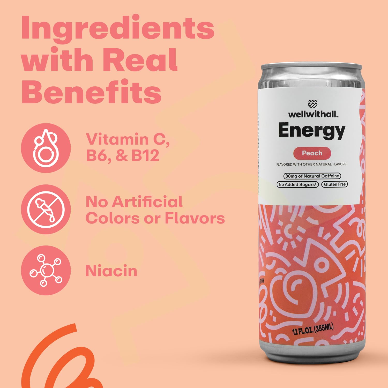 WellWithAll Energy Drink Variety Pack – Fruit Punch, Tropical Mango, and Peach Flavors – Caffeine from Tea – With Vitamin C – Lightly Sparkling Beverage – Fruit & Veggie Juice Blend – 12 Oz (Pack of 12 – 4 Cans of Each Flavor )