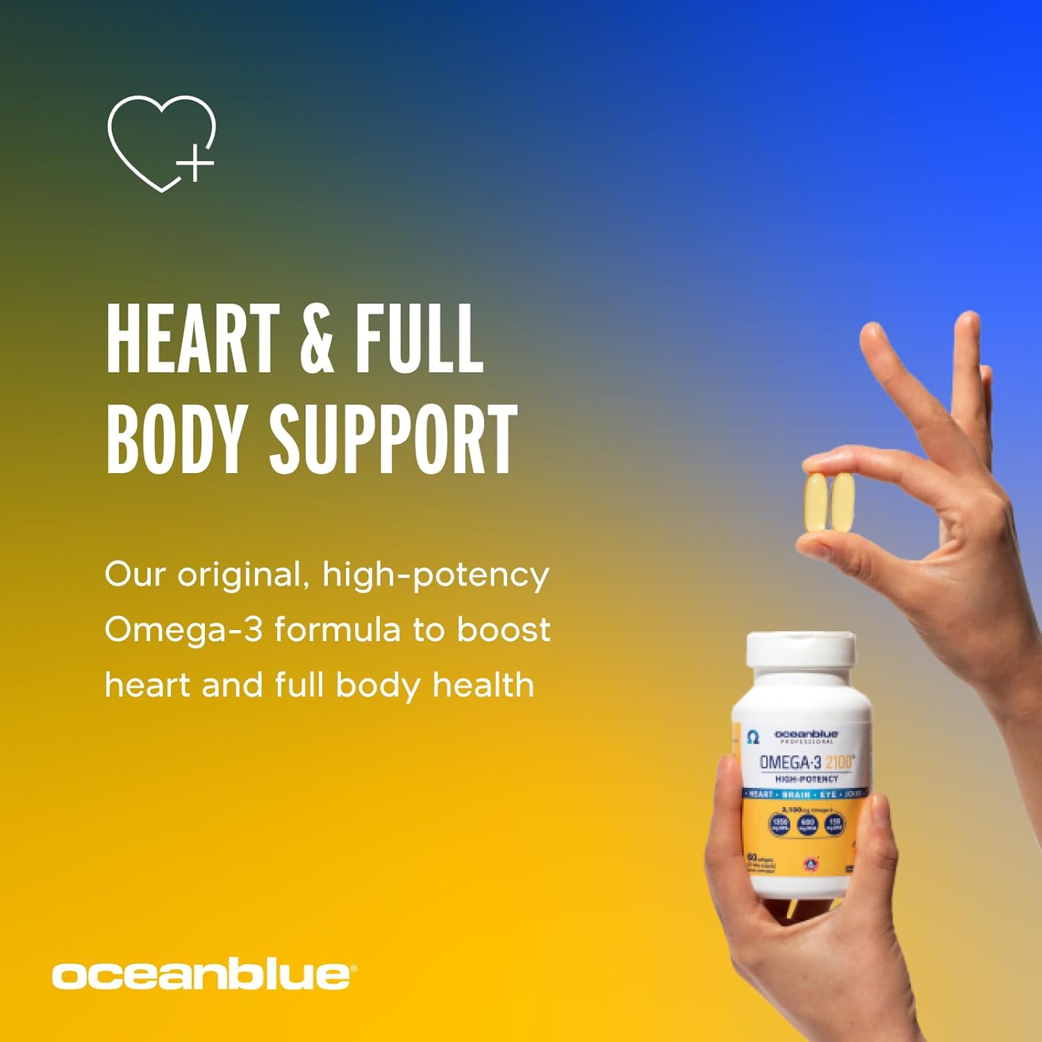 Oceanblue Professional Omega-3 2100-60 Count - High-Potency Triple Strength Burpless Fish Oil Supplement with EPA, DHA & DPA - Orange Flavor, 30 Servings