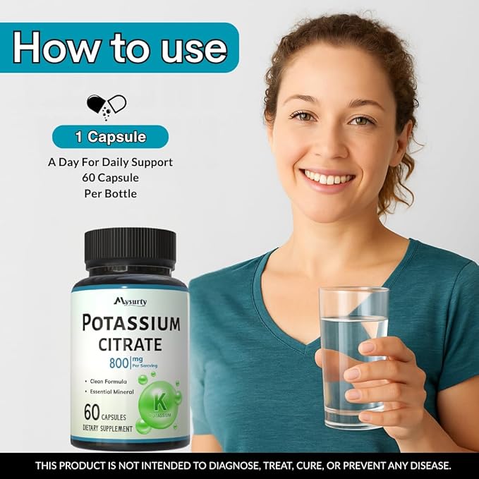 Potassium Citrate Supplement | Pottasium Citrate Capsules | CitratePotassium | Pottasium Supplement for Men & Women - 60 Capsules (Pack 2)