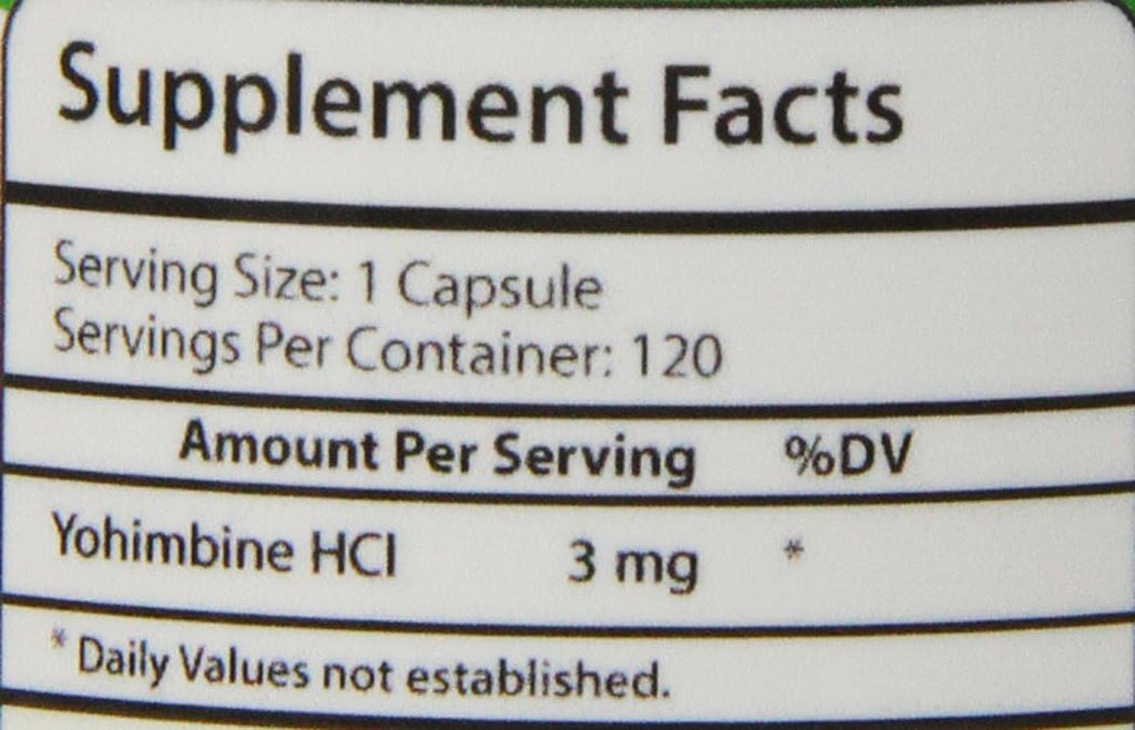 Yohimbine HCl Dietary Supplement, 120 Count