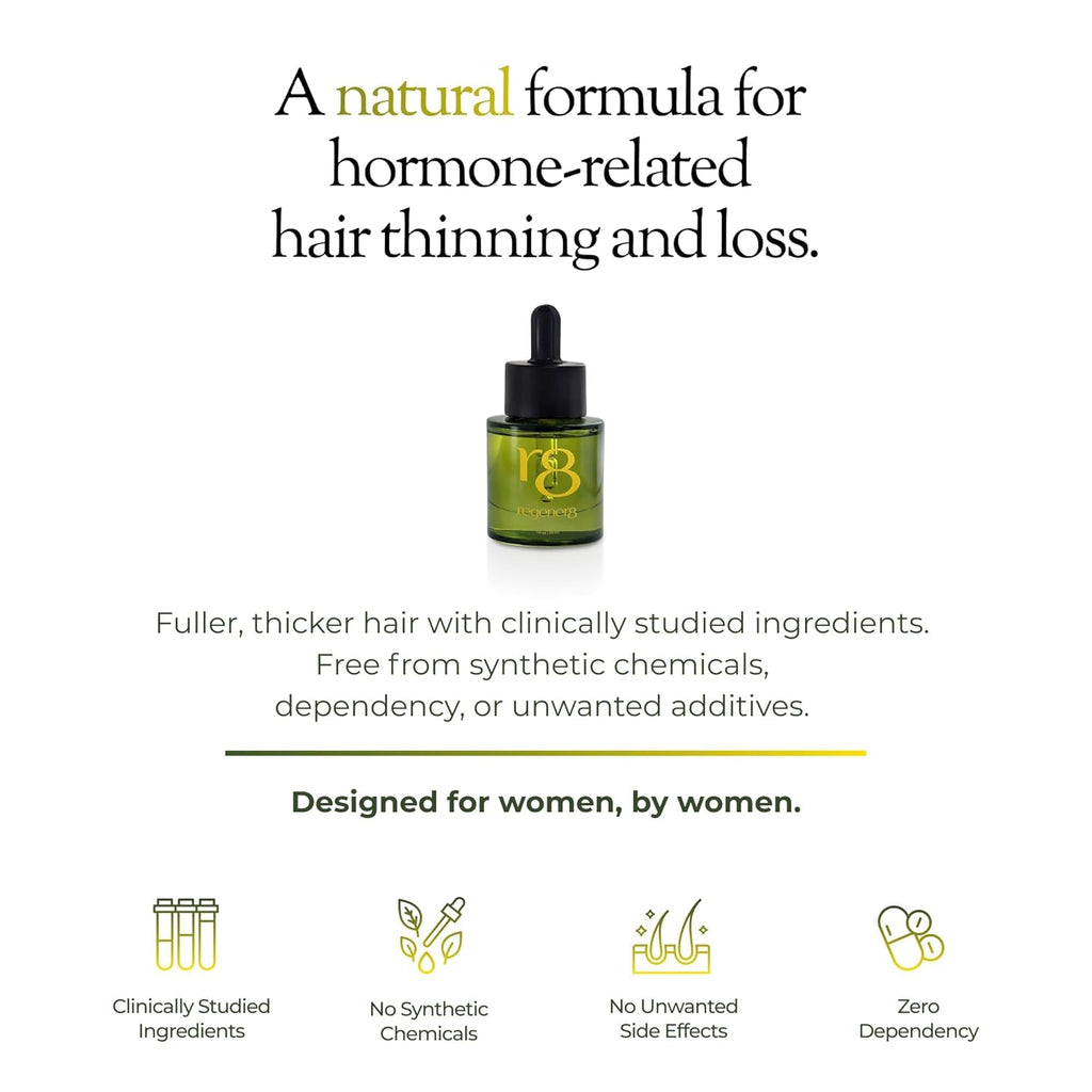 regener8 3-in-1 Hormonal Hair Loss & Thinning Treatment - Scalp Reset System With Multi-Signal Hair Growth Oil, Scalp Massage Brush & Cortisol-Reducing Candle - Complete Hair Revival Bundle for Women