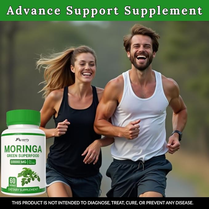 Moringa Capsules | Moringa Powder Organic | Moringa Supplement | 10000MG Moringa Leaf Extract, Complete Green Superfood, Skin & Health, Immune System-60 Count (Pack-5)