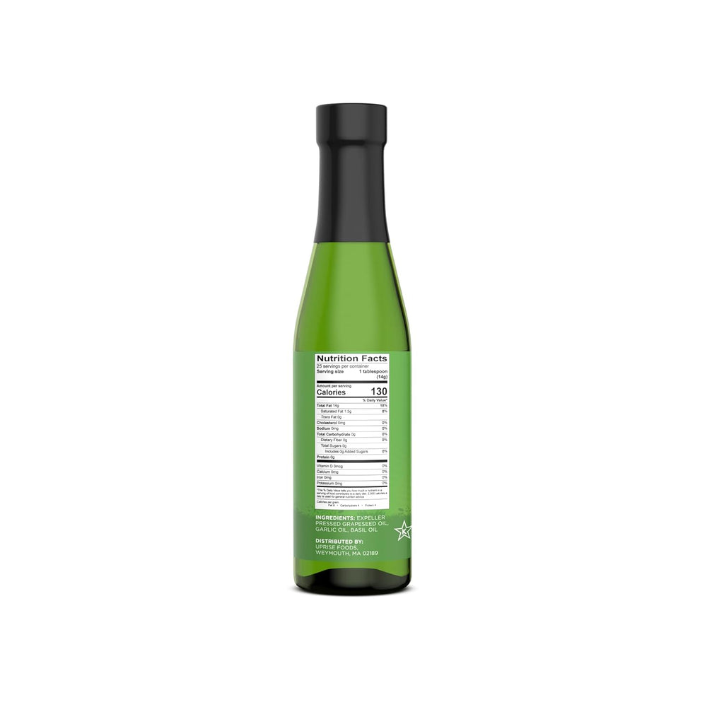 Pesto Verde Grapeseed Oil – 12.7 oz Glass Bottle | Pesto Flavored Basil Oil for Pasta, Roasting, and Vegetables | High Smoke Point | Plant-Based, Non-GMO, Gluten-Free, Heart-Healthy Cooking Support