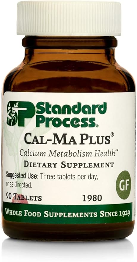 Standard Process Cal-Ma Plus - Calcium Support for Endocrine and Cellular Functions - Aids Healthy Bones, Nerves & Muscle Function - Gluten-Free, Non-Dairy & Non-Soy - 90 Tablets