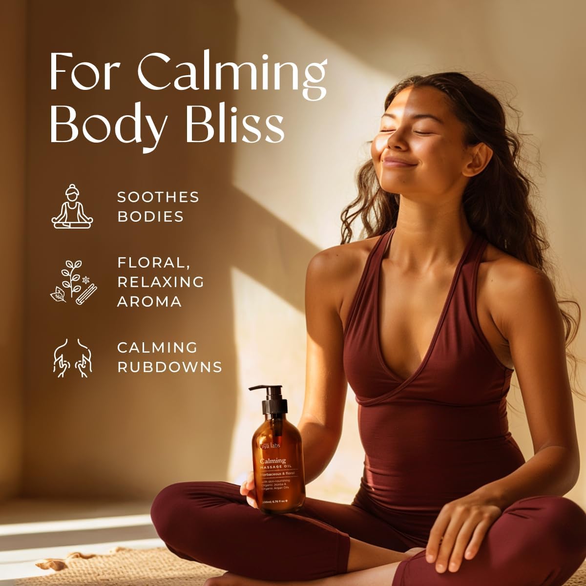 Gya Labs Calming Massage Oil - 6.76 Fl Oz - Non-Greasy Formula for Sore Muscles, Deep Relaxation & All Skin Types - Suitable for Men & Women
