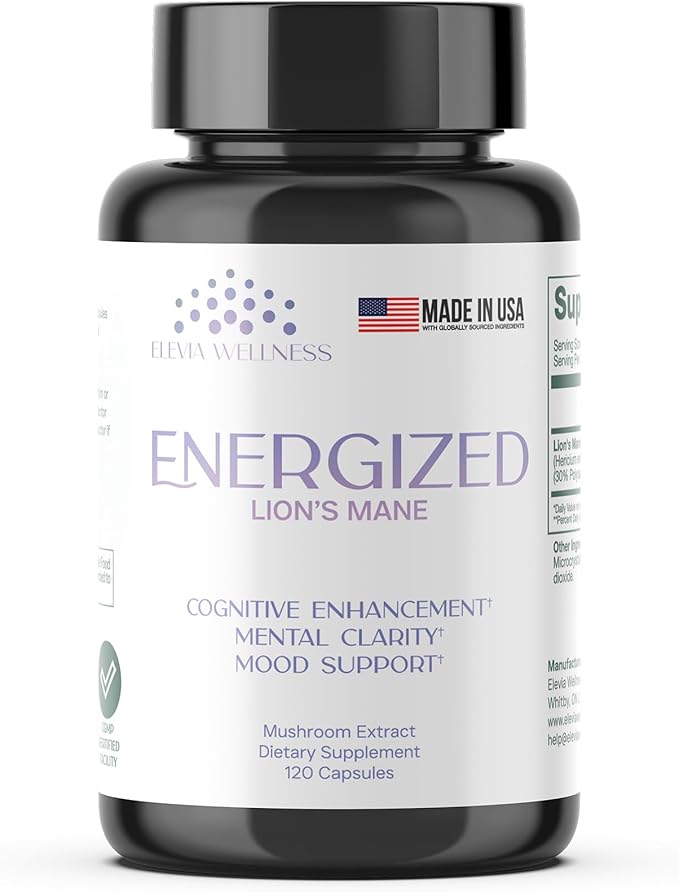 Energized Lion’s Mane® Brain Supplement | High-Potency 600 mg Lion’s Mane Mushroom Extract | Mental Clarity, Focus, Memory & Cognitive Performance Support | 120 Capsules