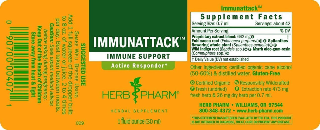 Herb Pharm Immunattack Liquid Herbal Formula for Immune System Support - 1 Ounce (FIMAT01) (Pack of 2)