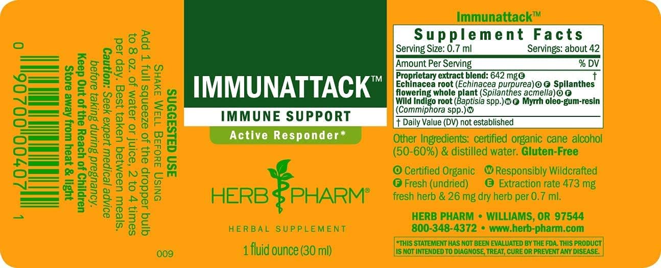 Herb Pharm Immunattack Liquid Herbal Formula for Immune System Support - 1 Ounce (FIMAT01) (Pack of 2)