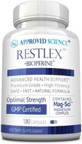 Approved Science Restlex - 420 mg Magnesium Glycinate Blend, L-theanine 200 mg - 180 Capsules - 1 Bottle