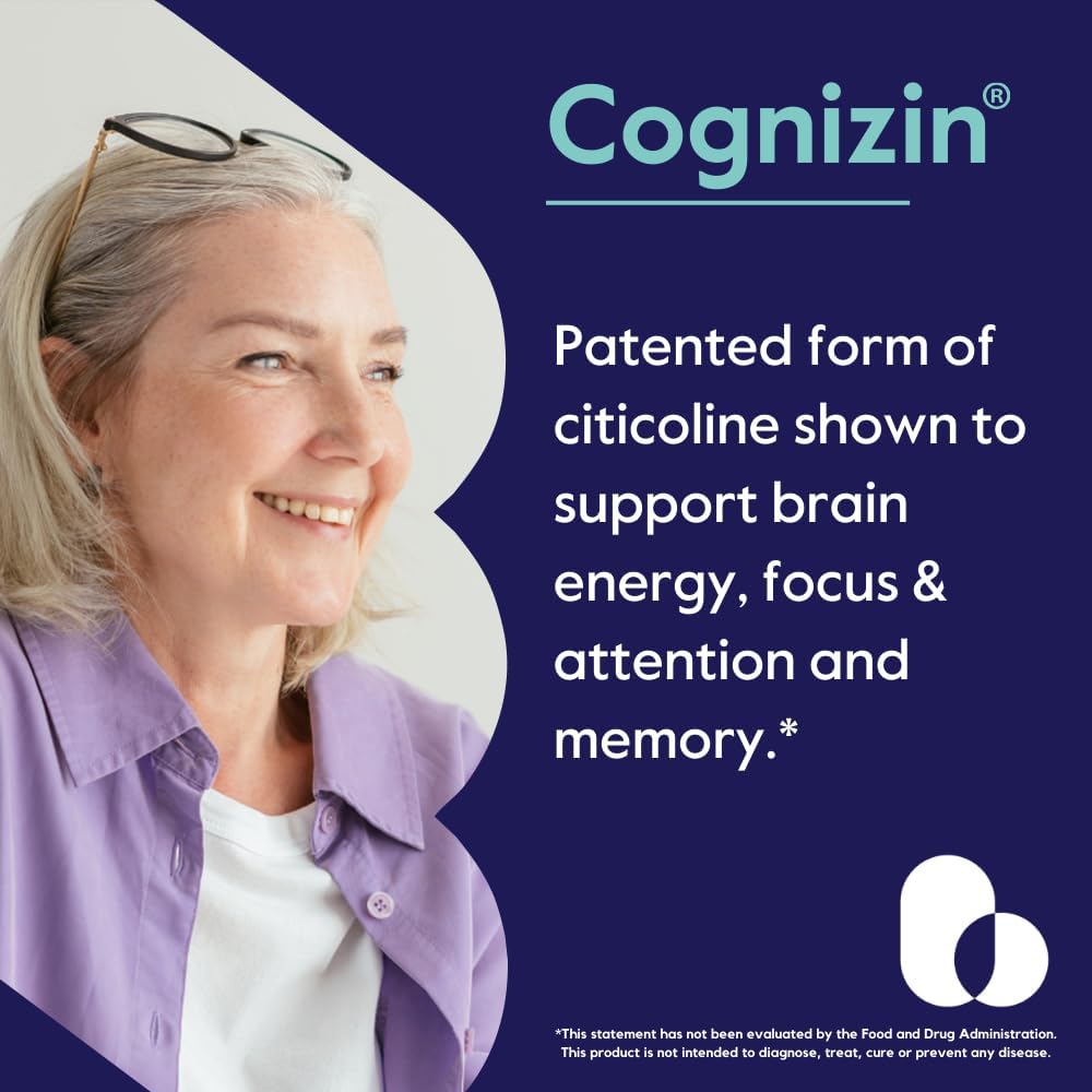 BESTVITE Cognizin 500mg (60 Vegetarian Capsules) - Clinically Studied Premium Choline Nootropic - No Stearates - Vegan - Non GMO - Gluten Free - Citicoline - Brain Supplements for Memory and Focus