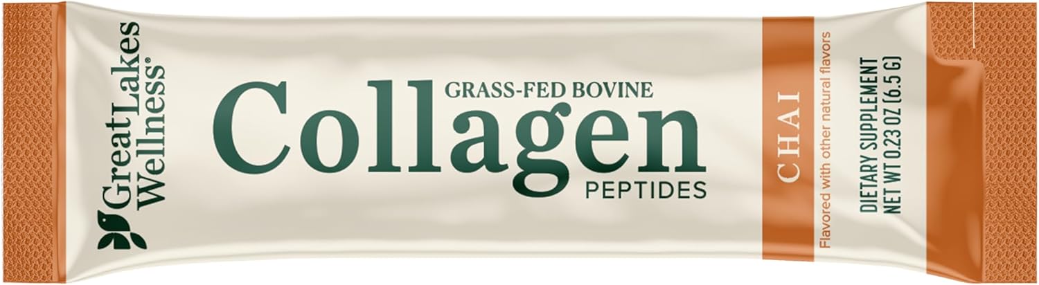 Great Lakes Wellness Collagen Peptides Powder for Skin, Hair, Nails, Joints & Digestion - Variety Flavors - Quick Dissolve Hydrolyzed, Non-GMO, Kosher - 6 Sticks - Packaging May Vary