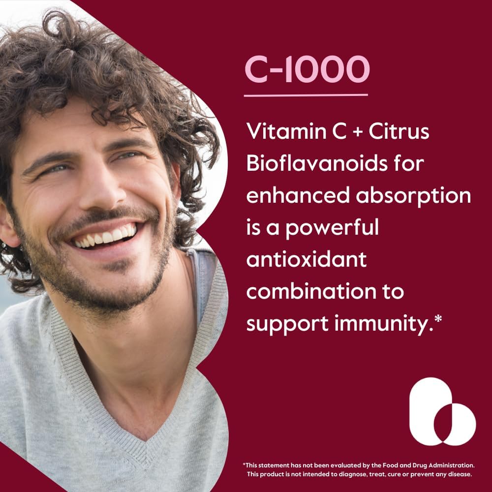 BESTVITE Vitamin C 1000mg (120 Vegetarian Capsules) with Citrus Bioflavinoids - No Stearates - Vegan - Non GMO - Gluten Free