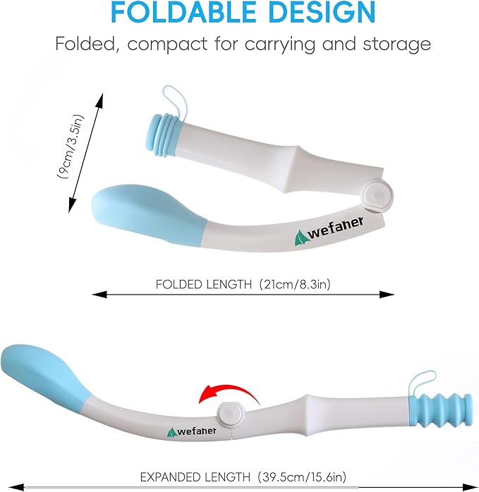 Foldable Toilet Aid, 15.6“ Long Comfort Wipe Wand Bottom Buddy Toilet Self Tissue Aids for Toileting, Self Help Wipe Butt for Overweight Limited Mobility,Elderly, Pregnancy（2pcs）