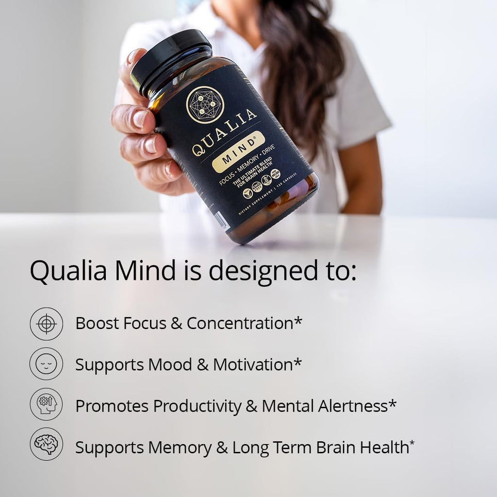 Qualia Mind — Beat Brain Fog | Doctor-Formulated Premium Brain Nourishment | Fuel Focus, Drive & Energy | 32 Ingredients Including Lion’s Mane, Cognizin™️, Ginkgo & More| 2 Week Supply*