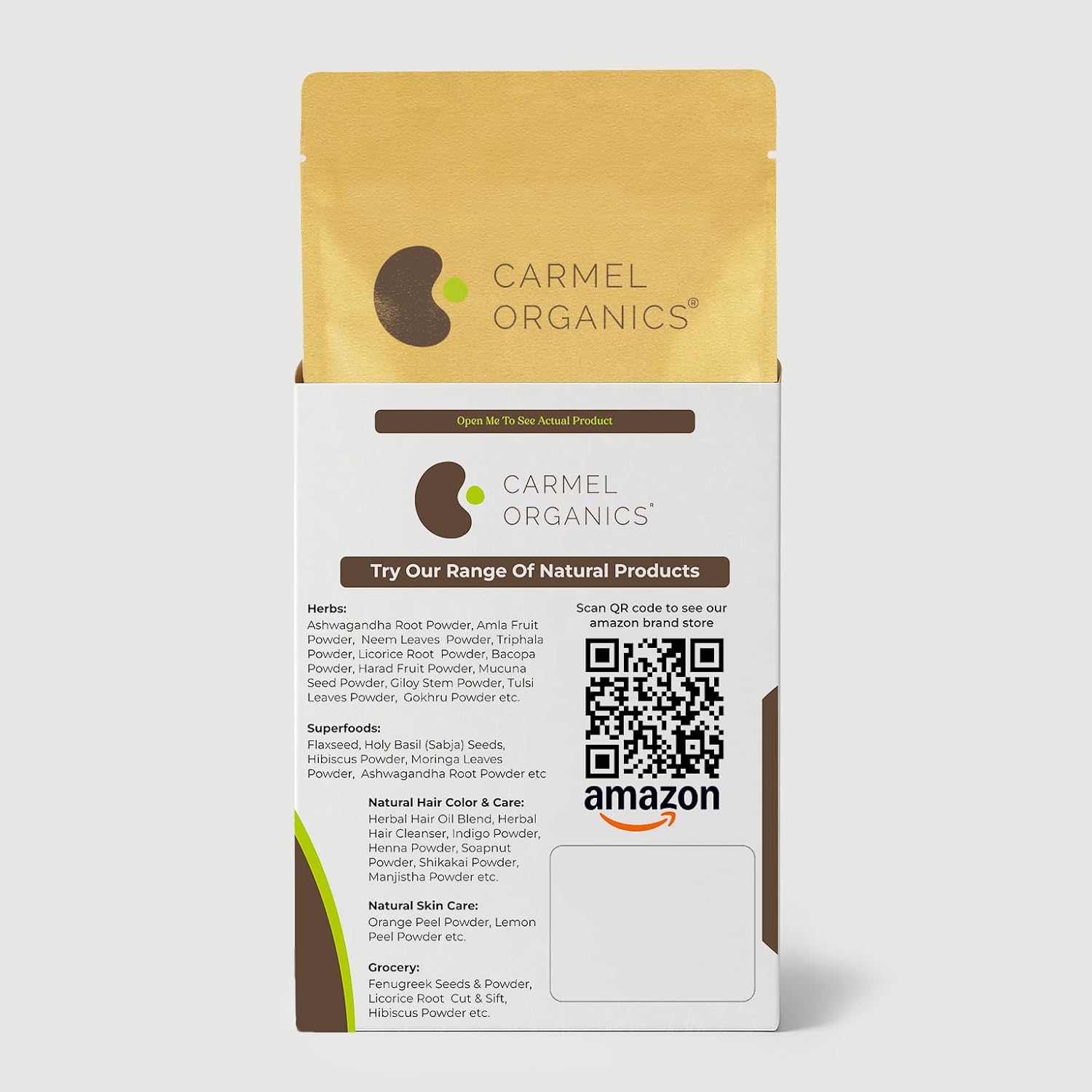 CARMEL ORGANICS Ashwagandha Root Powder 7.5 Ounce, Non GMO & Gluten Free, Natural, Withania Somnifera from India, No Added Presrvatives