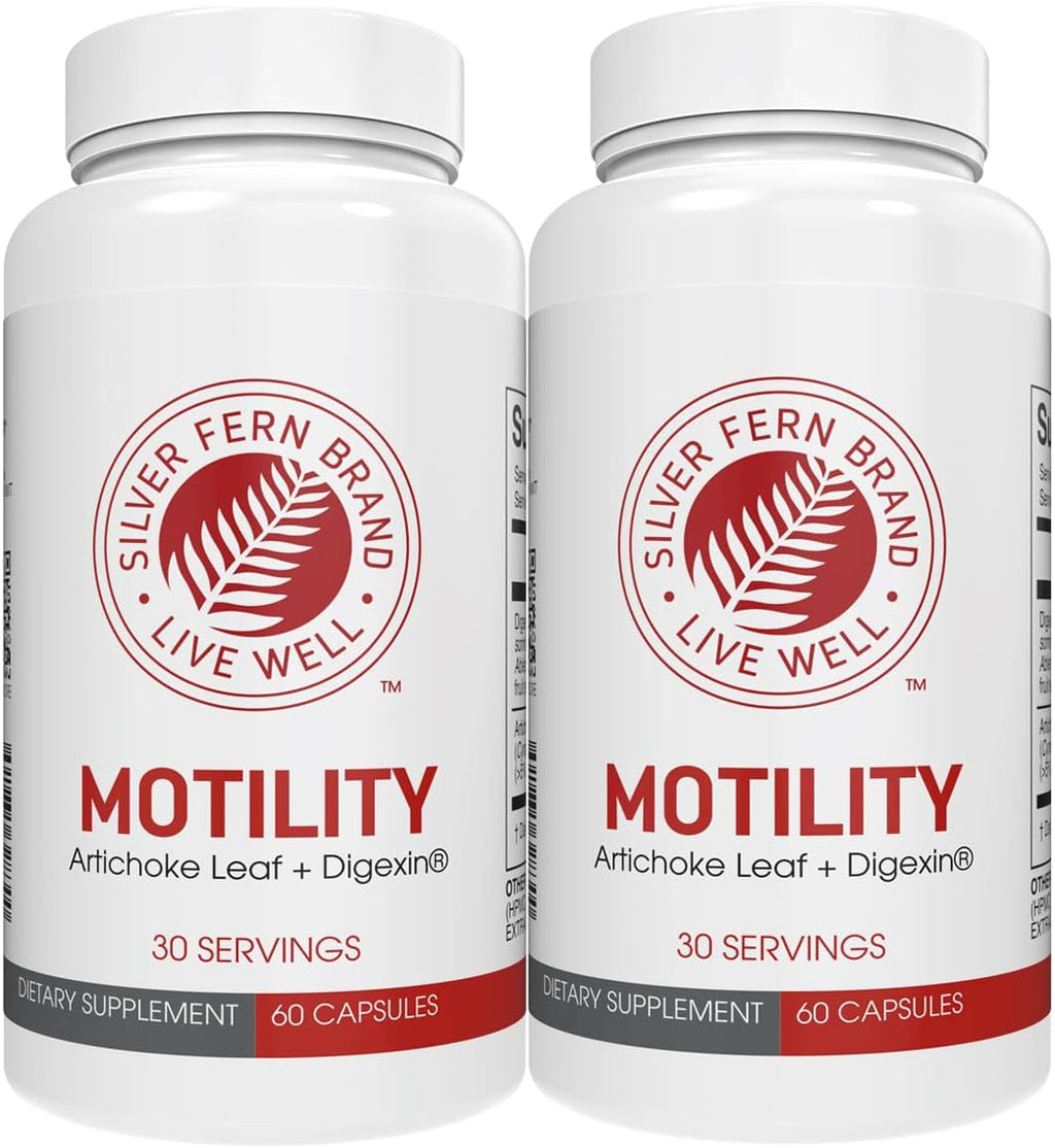 Silver Fern Brand Motility- Non-Laxative Constipation and Slow Motility Boost - 120 Capsules, 60 Day Supply - Contains Artichoke Leaf, Tender Okra Pods, & Winter Cherry