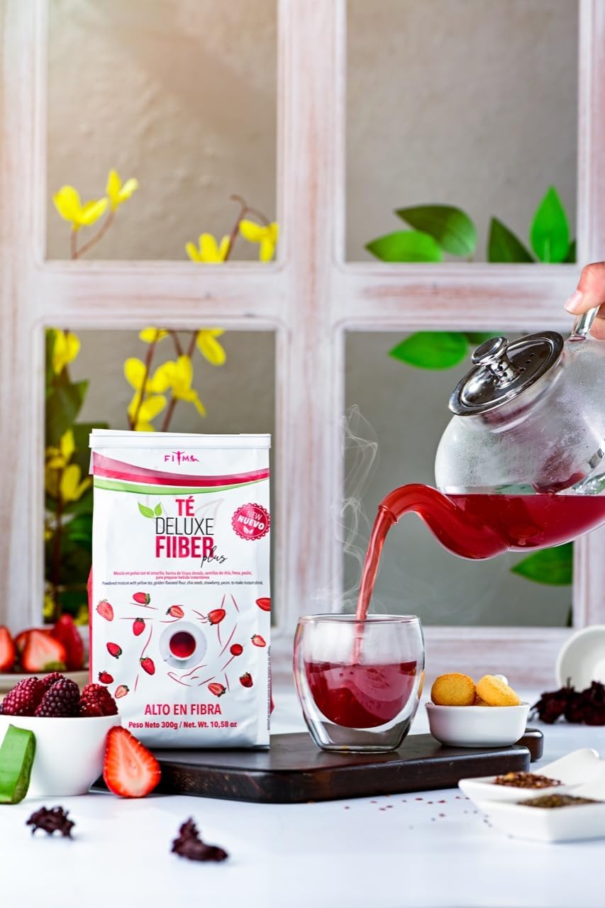 Fiber Plus Blend - Yellow Tea, Golden Flaxseed, Chicory Inulin, BlackBerry and Strawberry. Stevia-Sweetened. 30 Servings.