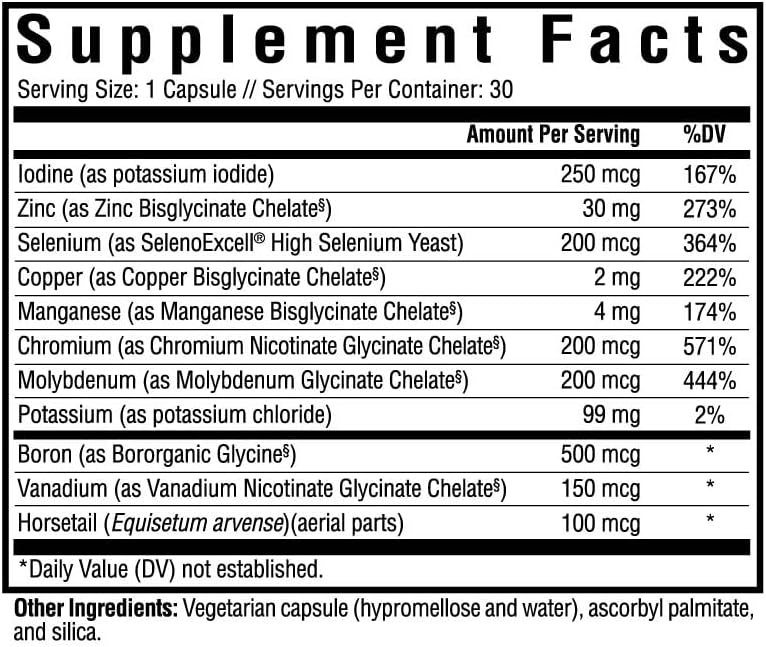 Seeking Health Trace Minerals Complex, 10 Essential Trace Minerals Supplement, Iodine, Zinc, Copper, Selenium, Manganese, Potassium, Horsetail Extract, Immune Support, Vegetarian (30 Capsules)*