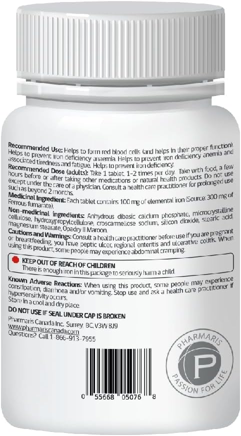 Ferofit – Ferrous Fumarate 300mg (100mg Elemental Iron), 100 Tablets, Cost-Effective Iron Supplement, Prevent Iron Deficiency Anemia, Iron Supplement for Women & Men