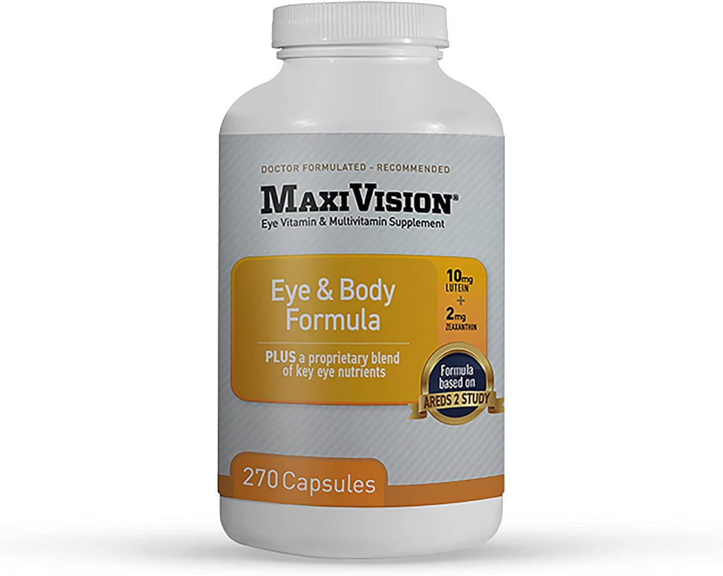 MaxiVision® Eye & Body Formula - Based on AREDS 2 Study - 270 Eye Vitamins Capsules - 1 Bottle