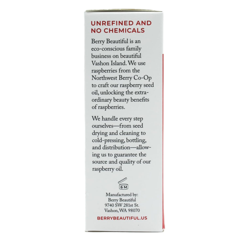 Pure Red Raspberry Seed Oil – 1 fl oz | Cold-Pressed, Unrefined, Extra Virgin | Grown and Pressed in Washington State