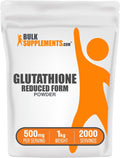 BulkSupplements.com Glutathione Reduced Powder - Glutathione Supplement, Reduced Glutathione Powder - Glutathione 500mg, Gluten Free, 500mg per Serving, 1kg (2.2 lbs) (Pack of 1)
