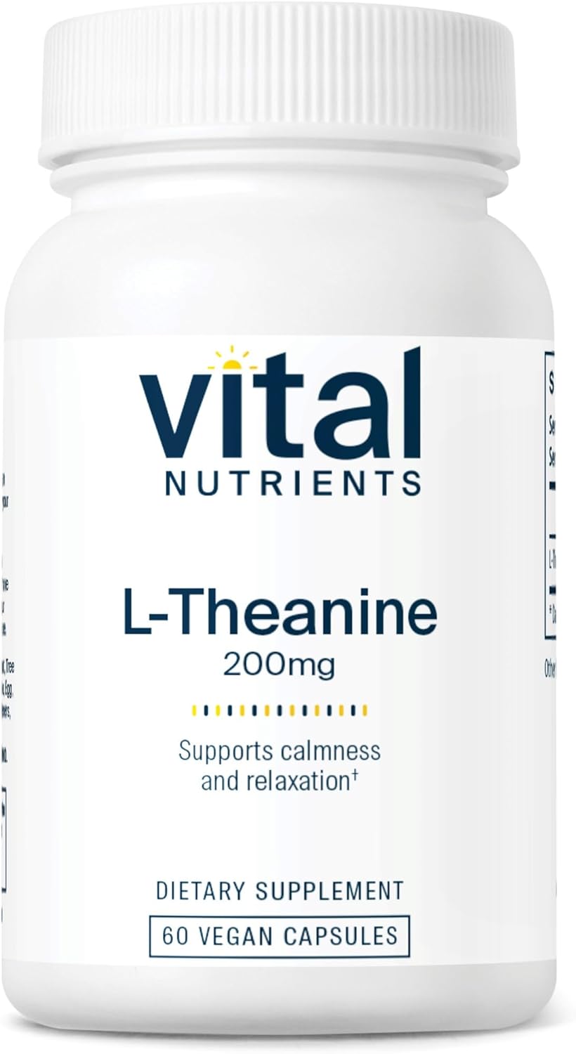 Vital Nutrients L-Theanine 200mg | Vegan Supplement | L Theanine Supplement Supports Normal Stress Levels and Cognitive Function* | Gluten, Dairy and Soy Free | 60 Capsules