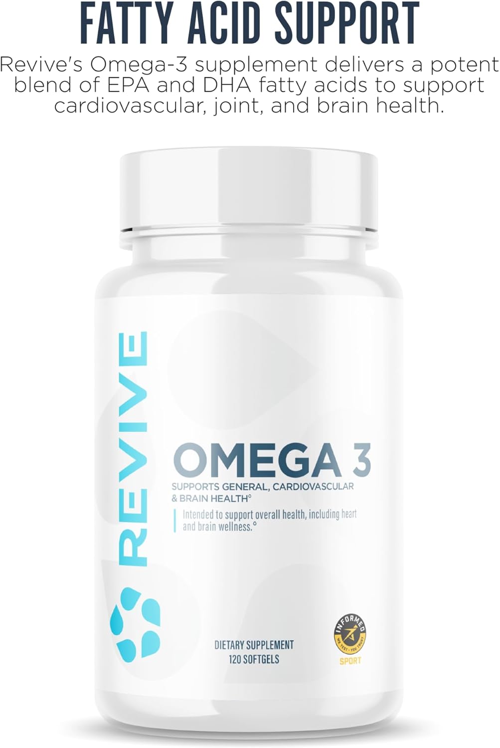 Revive MD Omega 3 Fish Oil Supplements for Men & Women - Omega 3 Softgels with EPA & DHA Fatty Acids for Healthy Skin & Joints, Heart & Brain Support - Vegan-Friendly, Gluten-Free - 120 Softgels