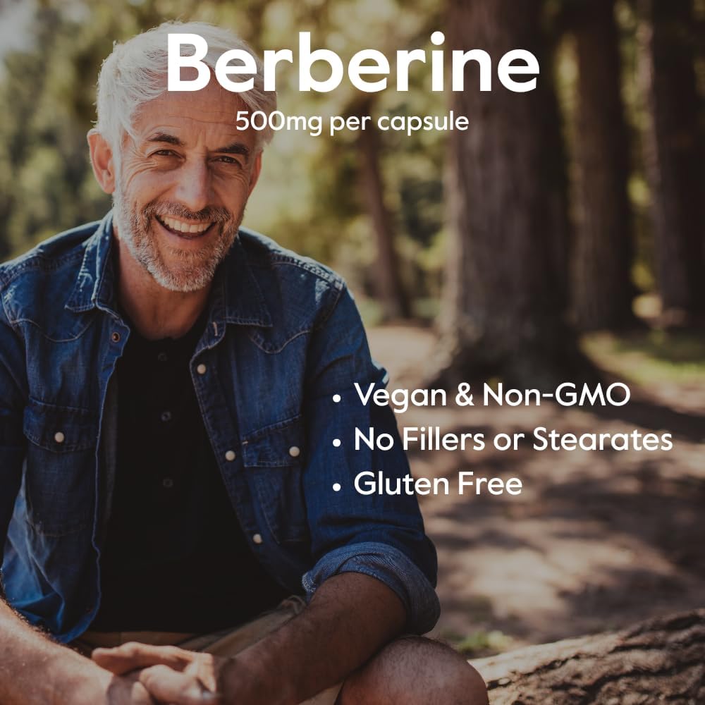 Berberine 500mg Per Capsule (120 Vegetarian Capsules) - No Fillers - No Stearates - No Flow Agents - Vegan - Gluten Free - Non GMO
