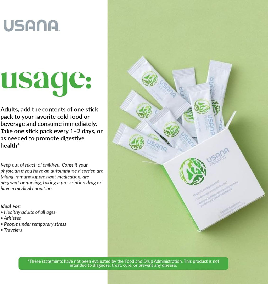 USANA Probiotic Supplement to Support Digestive Health* – Gluten Free – Sugar Free – Dairy Free - 14 Stick Packs