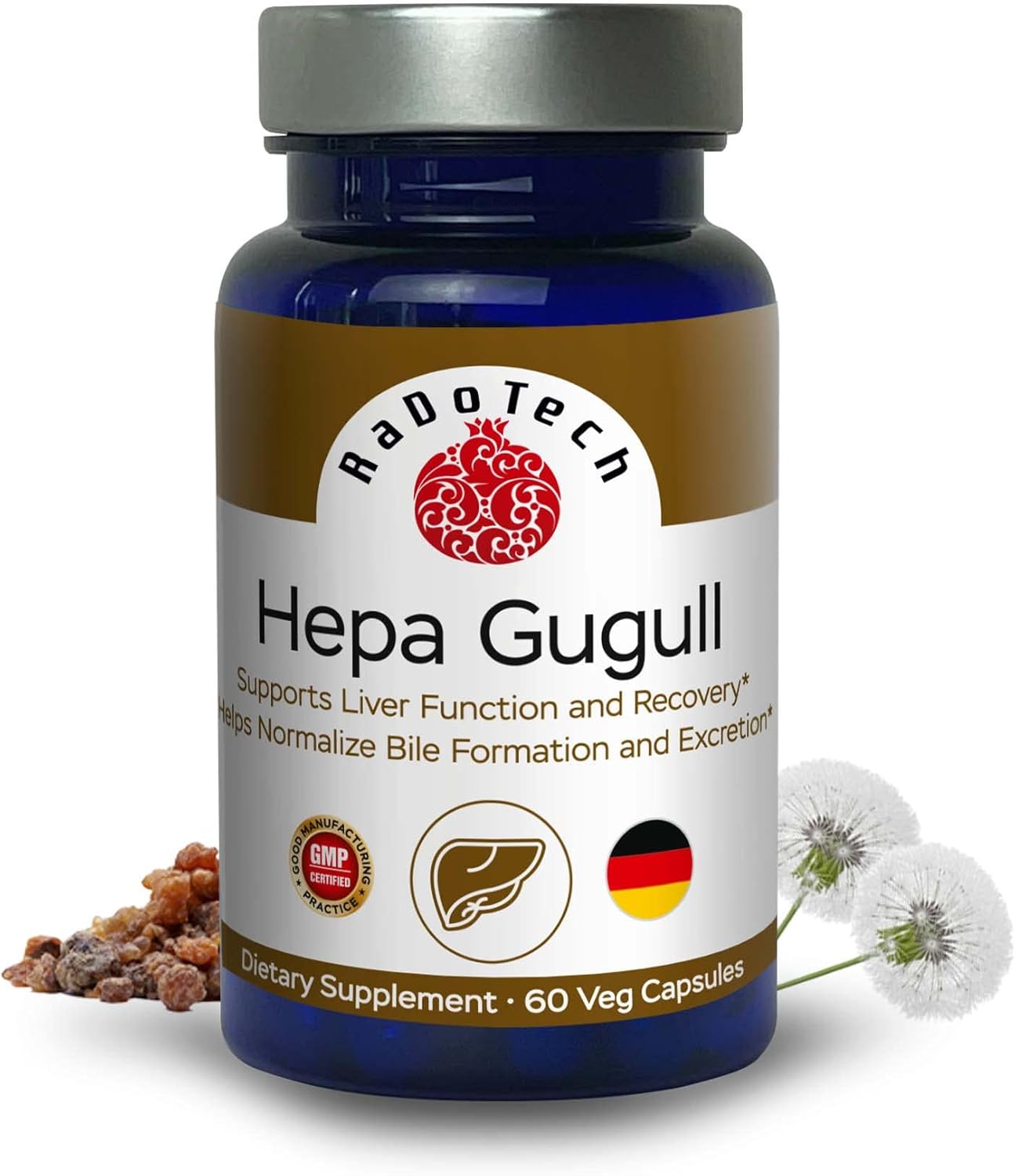 Hepa Gugull Liver Supplement for Much-Needed Liver Detox, Natural Liver Support Essential with Guggul Resin, Milk Thistle Powder and More, Promotes Overall Well-Being (60 Count (Pack of 1))